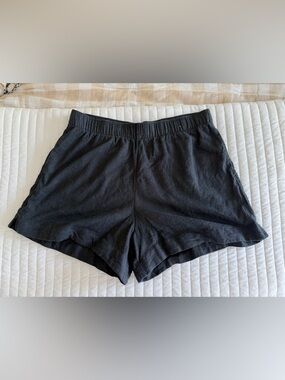 Abercrombie & Fitch Linen Black Elastic Waist Shorts